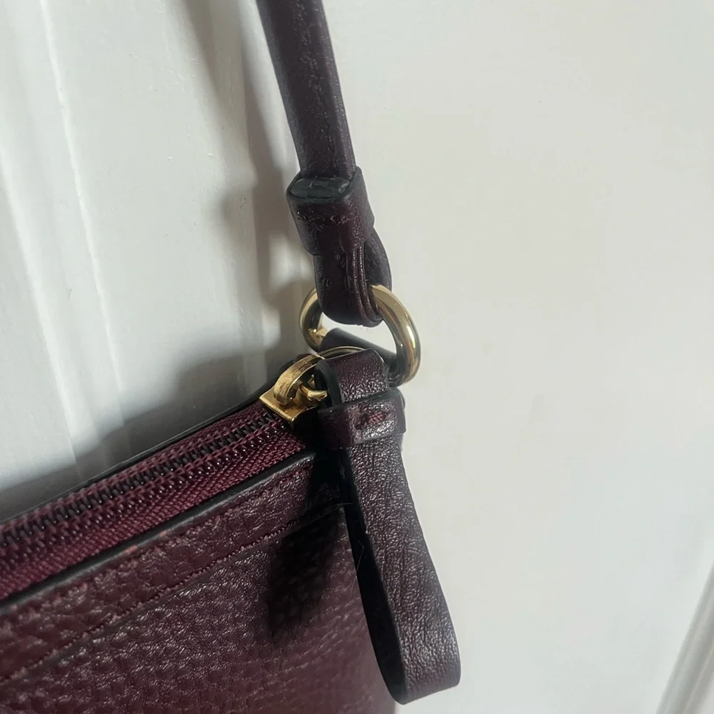Calvin Klein Burgundy Pebbled Leather Crossbody Bag - Picture 4 of 10